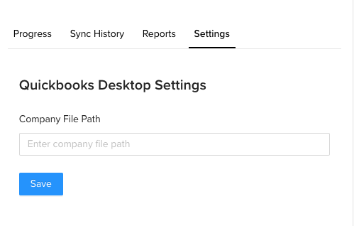 Input to update QuickBooks Desktop company filepath