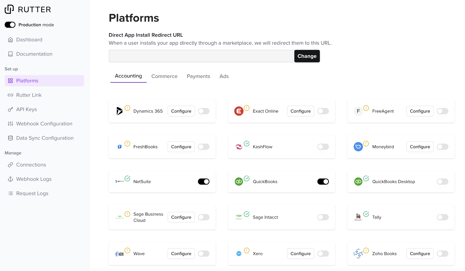 Select available platforms