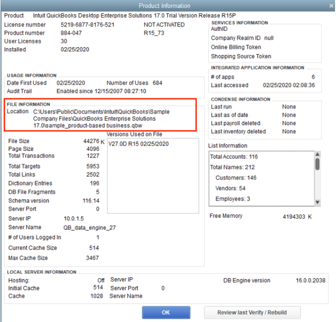 Company File Path